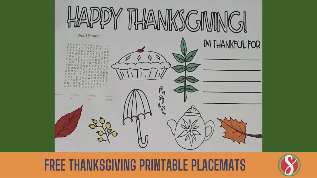 'Video thumbnail for Thanksgiving Placemat Free Printable '