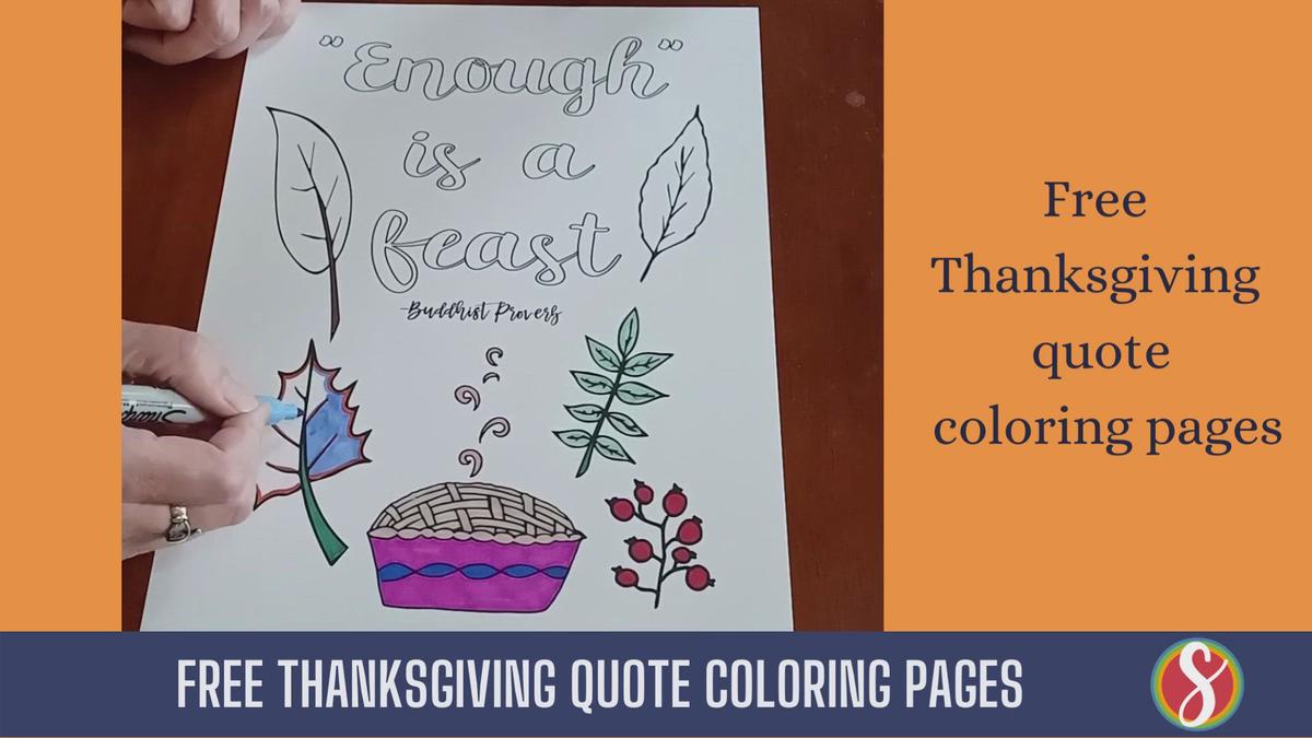 'Video thumbnail for Enough is a feast thanksgiving quote coloring page'